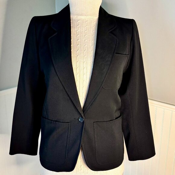YSL RIVE GAUCHE VINTAGE BLACK GABERDINE BLAZER 1990's size 38 - Picture 9 of 11